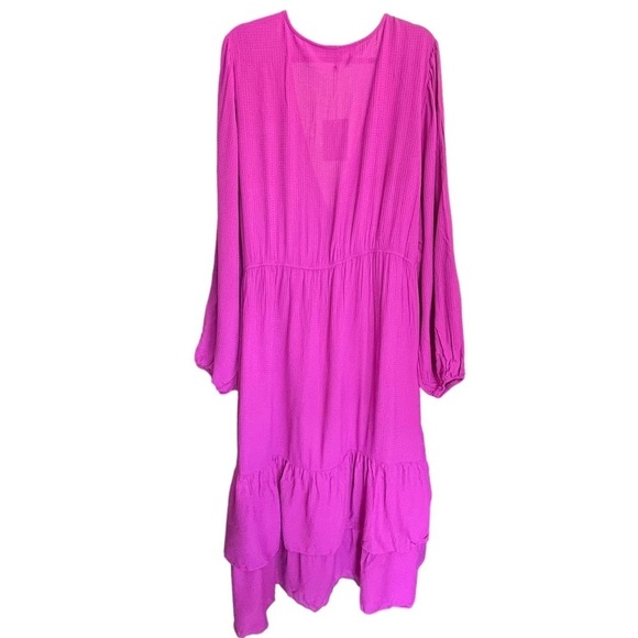 KNOX Rose Raspberry Verbena Long Sleeve Wrap Dress 3X True Wrap Midi Length - Picture 5 of 13
